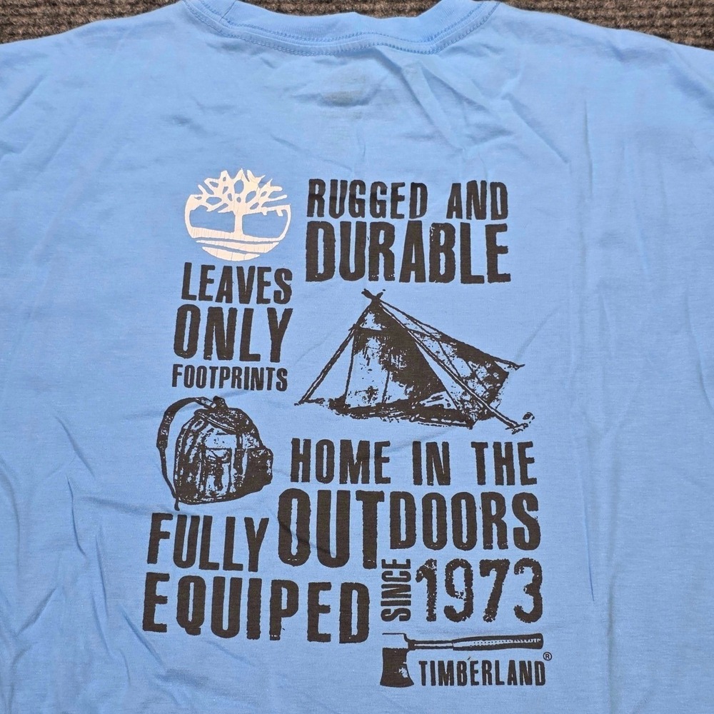 Timberland Graphic Tee Women's Size Large Light Blue Casual 100% Cotton New - Picture 8 of 8